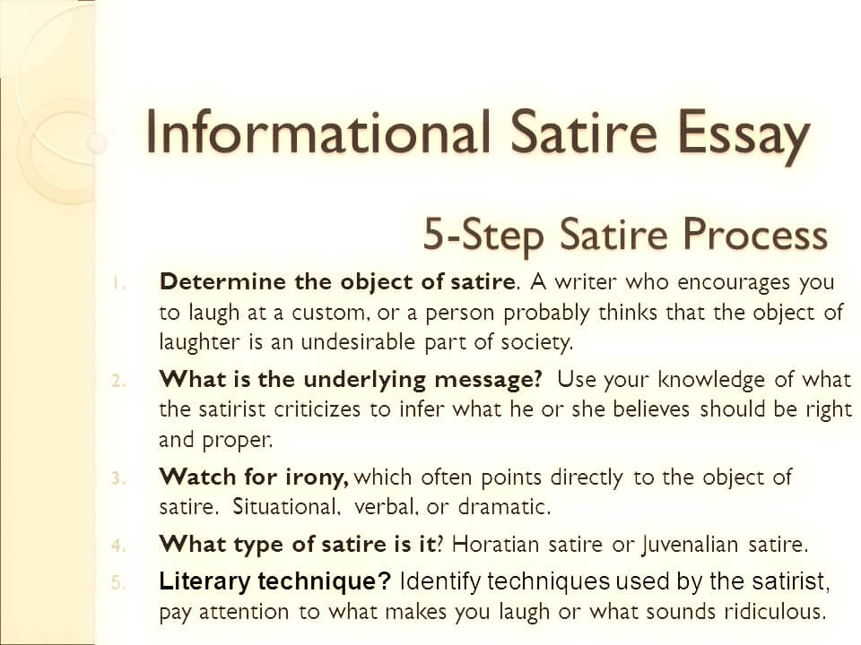 write an essay proving that third thoughts is a satire